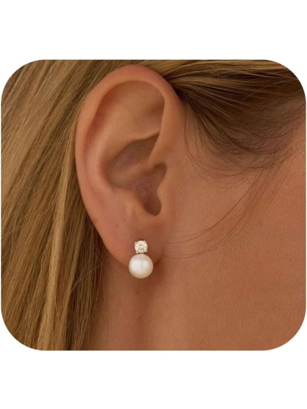 Elegant Pearl Stud Earrings for Women - 925 Sterling Silver, Hypoallergenic